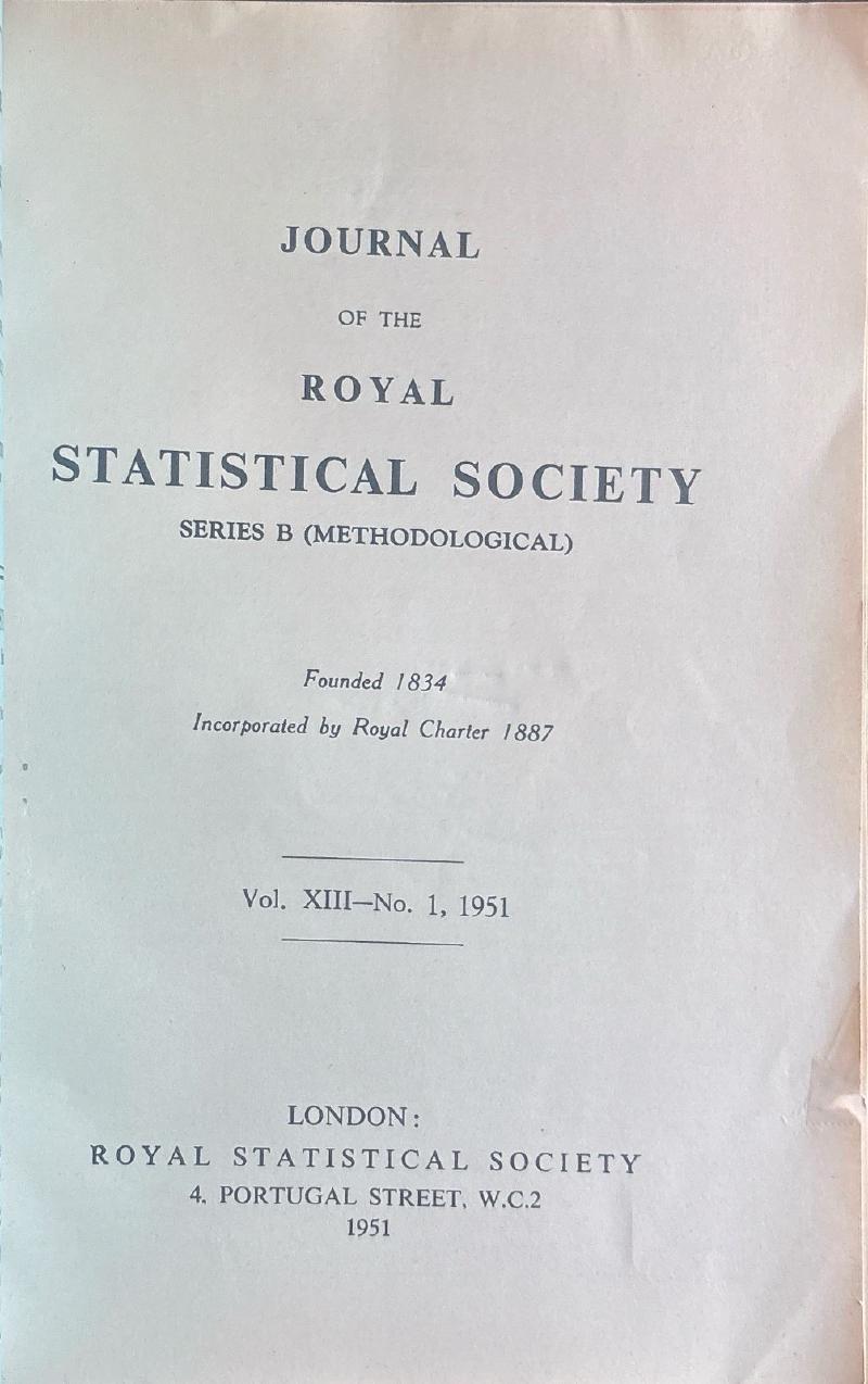 Journal of the Royal Statistical Society, Series B (Methodological), Vol. XIII, No. 1 — image 2
