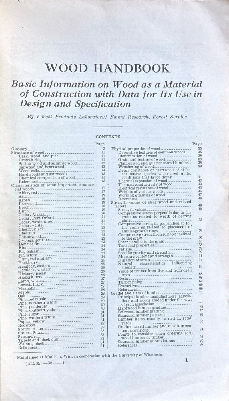 Wood Handbook: USDA Forest Products Laboratory Engineering, First Edition (1935) — image 3