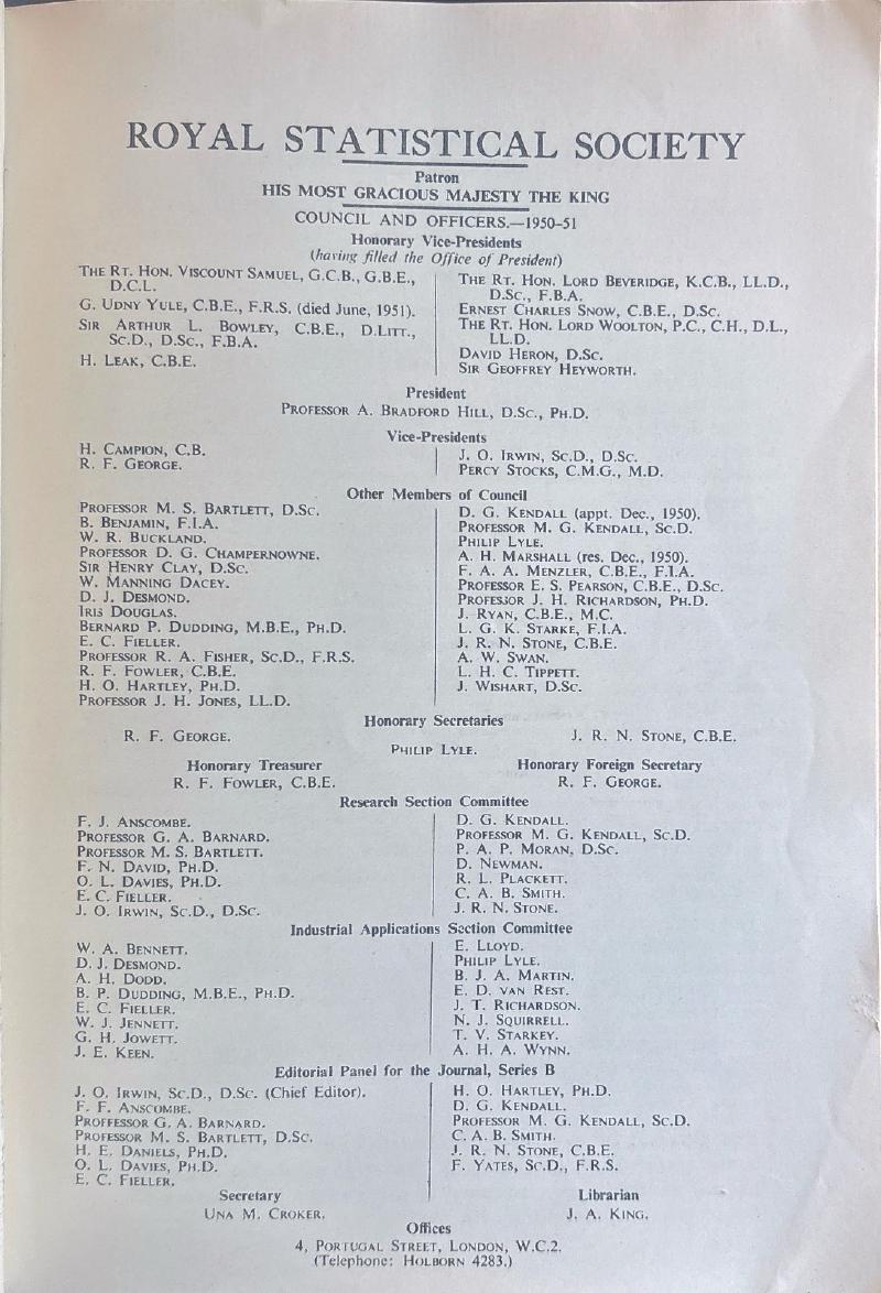 Journal of the Royal Statistical Society, Series B (Methodological), Vol. XIII, No. 1 — image 3